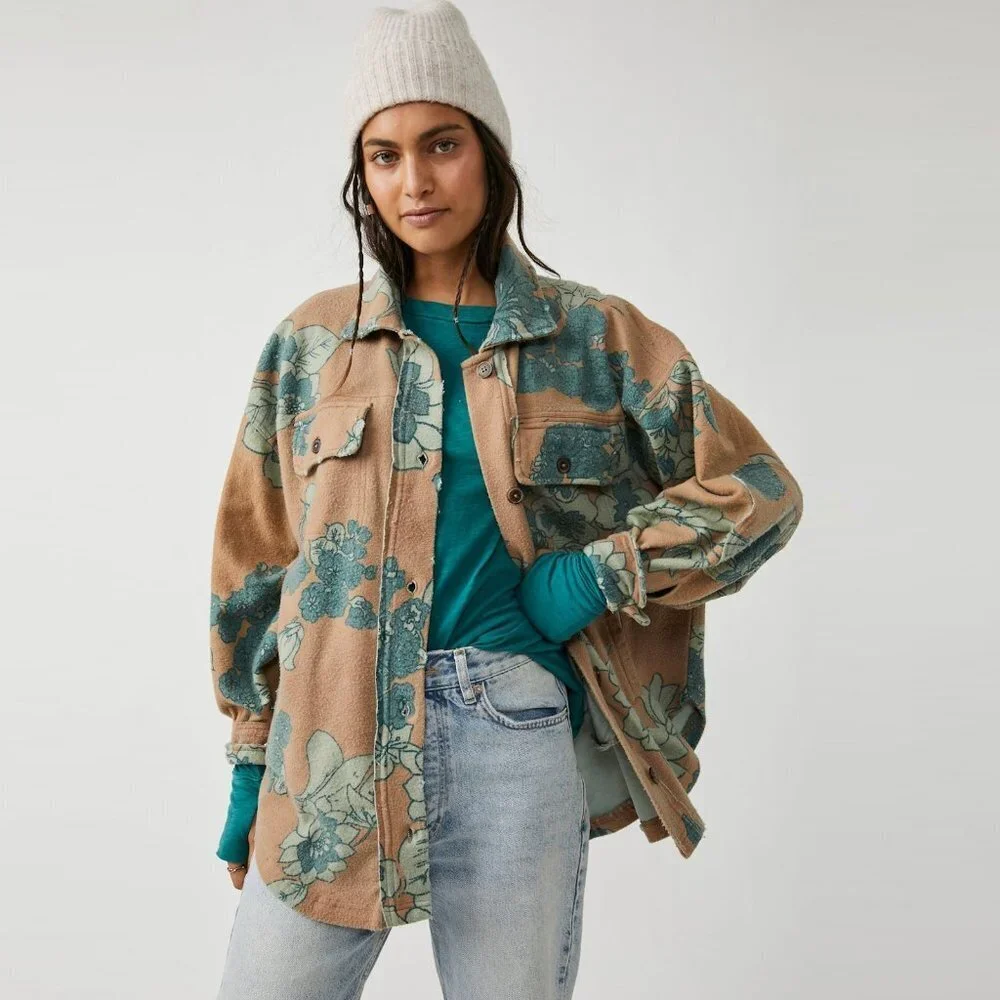 NWT New $178 Free People Printed Ruby Jacket Size S